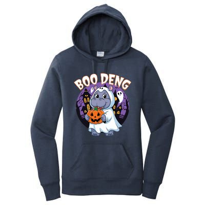 Moo Deng Baby Hippo Boo Deng Long For Halloween Moo Deng Women's Pullover Hoodie