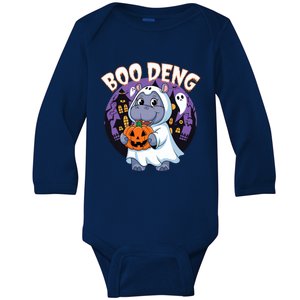 Moo Deng Baby Hippo Boo Deng Long For Halloween Moo Deng Baby Long Sleeve Bodysuit