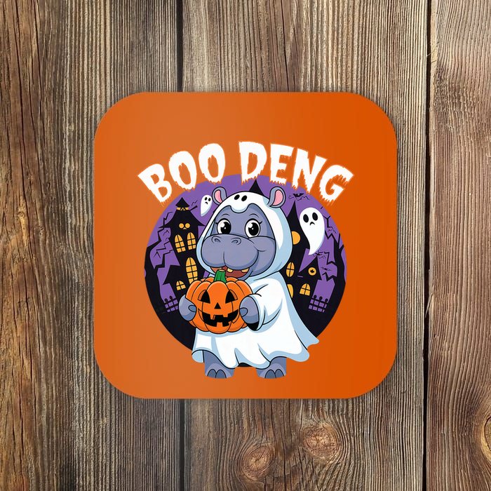Moo Deng Baby Hippo Boo Deng Long For Halloween Moo Deng Coaster