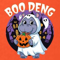 Moo Deng Baby Hippo Boo Deng Long For Halloween Moo Deng Coaster