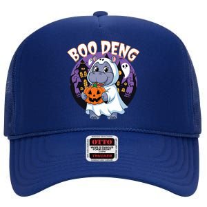 Moo Deng Baby Hippo Boo Deng Long For Halloween Moo Deng High Crown Mesh Back Trucker Hat