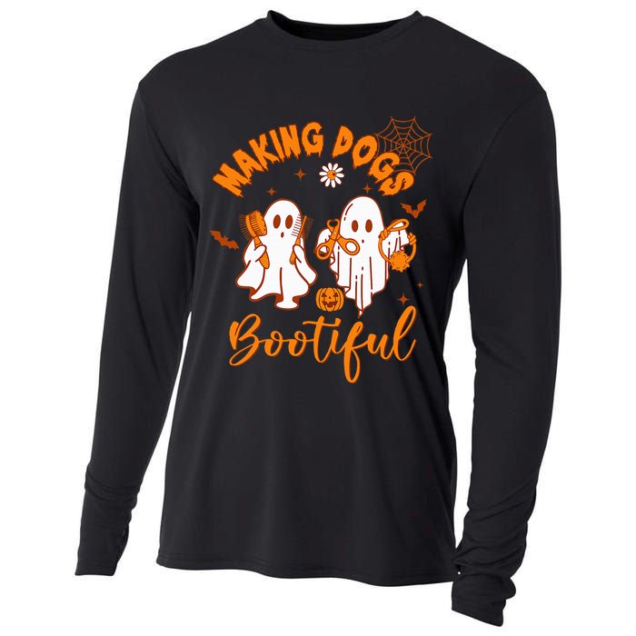 Making Dogs Bootiful Funny Halloween Dog Grooming Groomer Cooling Performance Long Sleeve Crew