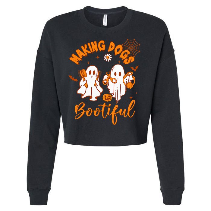 Making Dogs Bootiful Funny Halloween Dog Grooming Groomer Cropped Pullover Crew