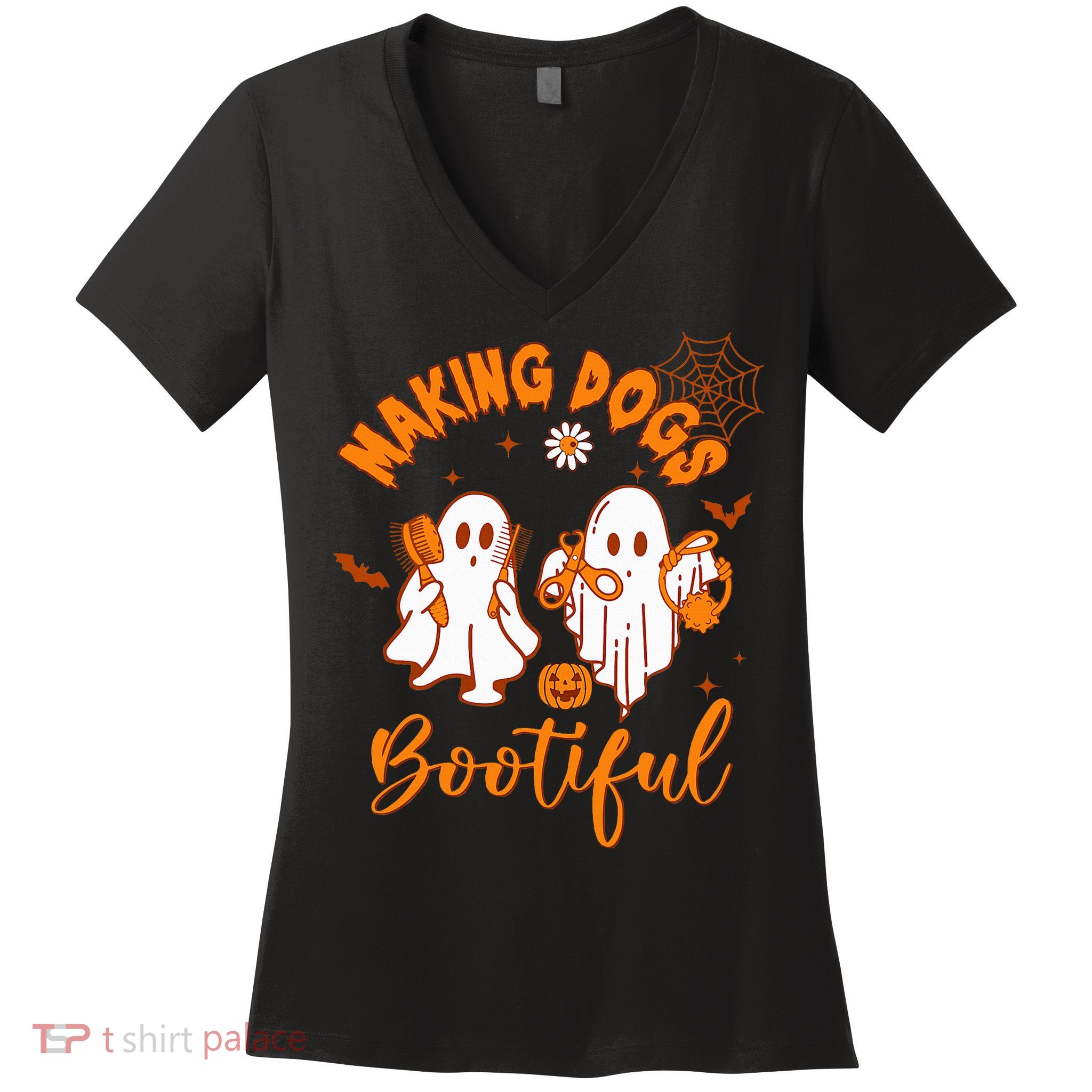 Making Dogs Bootiful Funny Halloween Dog Grooming Groomer Women's V-Neck T-Shirt
