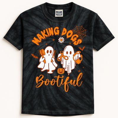Making Dogs Bootiful Funny Halloween Dog Grooming Groomer Kids Tie-Dye T-Shirt