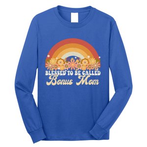 MotherS Day Blessed To Be Called Bonus Mom Groovy Rainbow Gift Long Sleeve Shirt