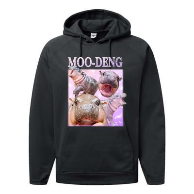 Moo Deng Baby Hippo Performance Fleece Hoodie