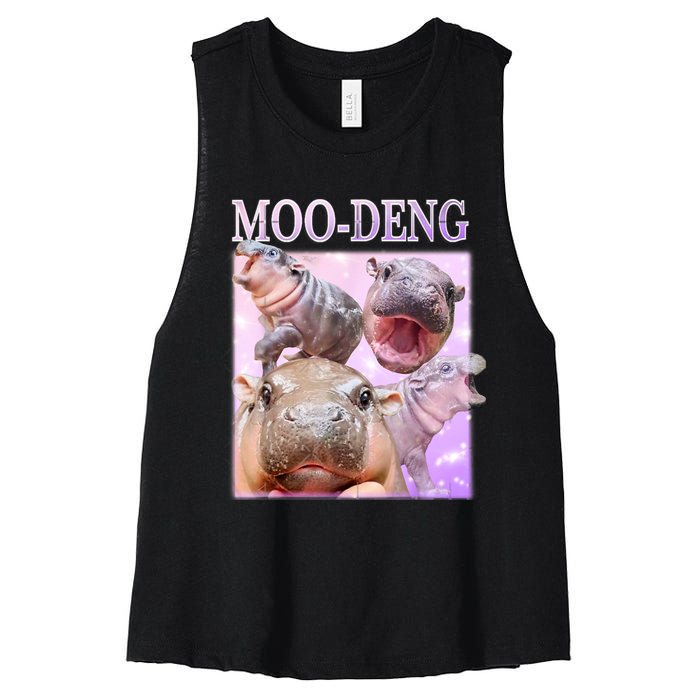 Moo Deng Baby Hippo Women's Racerback Cropped Tank