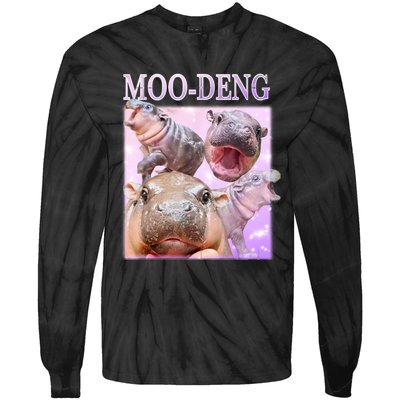 Moo Deng Baby Hippo Tie-Dye Long Sleeve Shirt