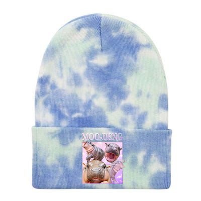 Moo Deng Baby Hippo Tie Dye 12in Knit Beanie