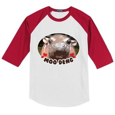 Moo Deng Bouncy Pig In Thai Picture The Cute Baby Hippo Kids Colorblock Raglan Jersey