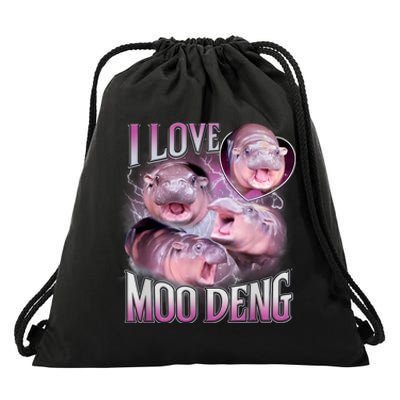 Moo Deng Baby Hippo Drawstring Bag