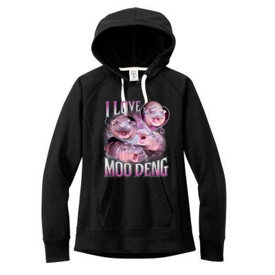 Moo Deng Baby Hippo Women's Fleece Hoodie