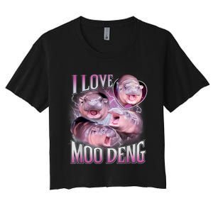 Moo Deng Baby Hippo Women's Crop Top Tee