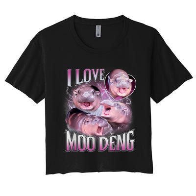 Moo Deng Baby Hippo Women's Crop Top Tee