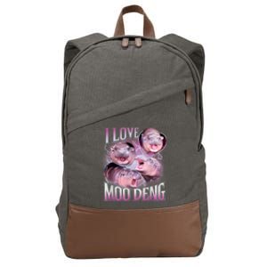 Moo Deng Baby Hippo Cotton Canvas Backpack