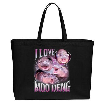 Moo Deng Baby Hippo Cotton Canvas Jumbo Tote