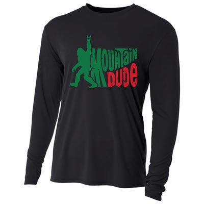 Mountain Dude Bigfoot Sasquatch Hiking Funny Cooling Performance Long Sleeve Crew