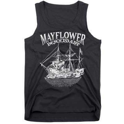 Mayflower Descendant Boat History Gift Usa Pilgrim Fathers Tank Top