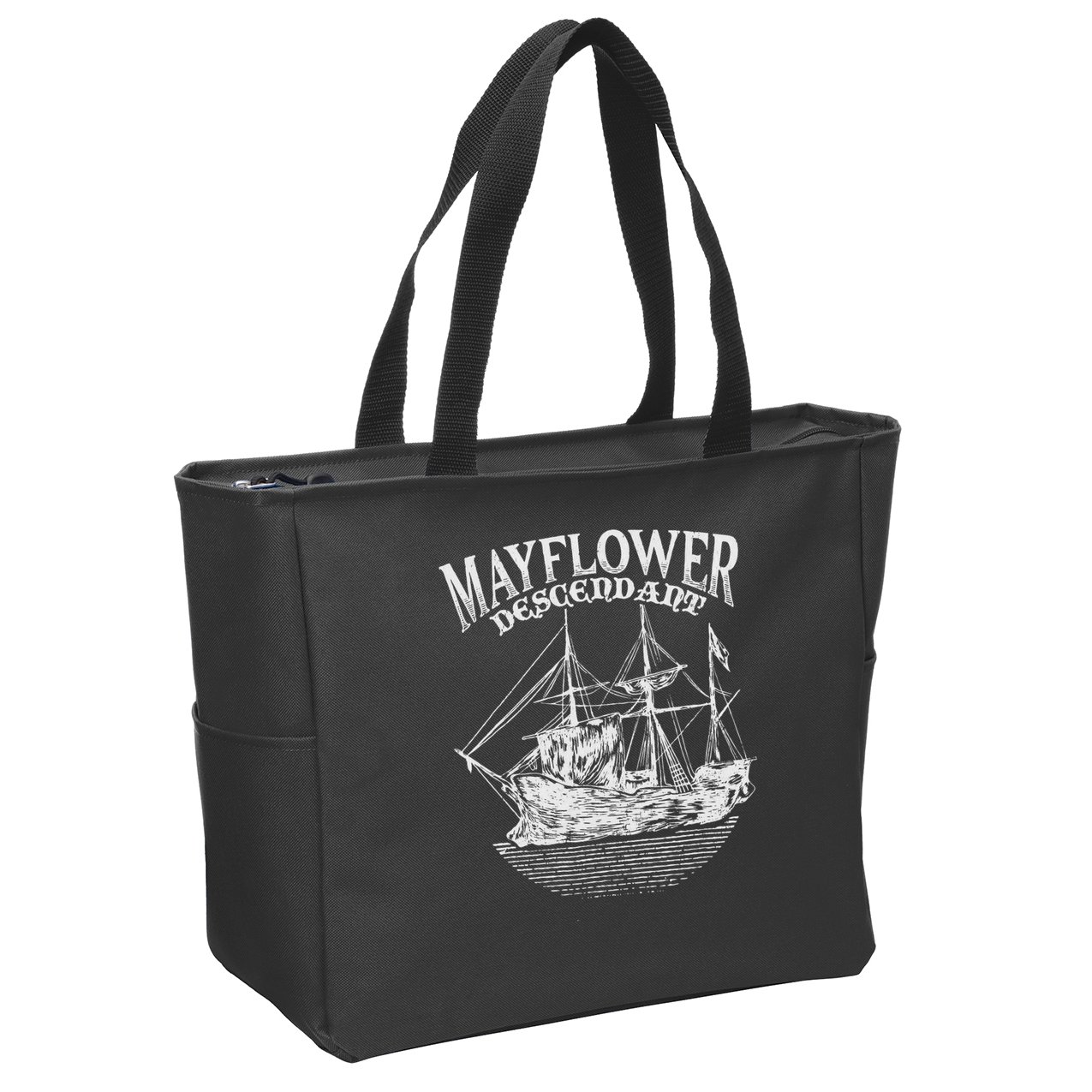 Mayflower Descendant Boat History Gift Usa Pilgrim Fathers Zip Tote Bag