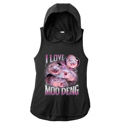 Moo Deng Baby Pygmy Hippos Thailand Ladies PosiCharge Tri-Blend Wicking Draft Hoodie Tank