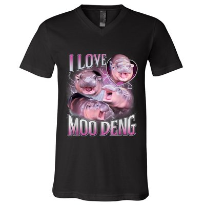 Moo Deng Baby Pygmy Hippos Thailand V-Neck T-Shirt