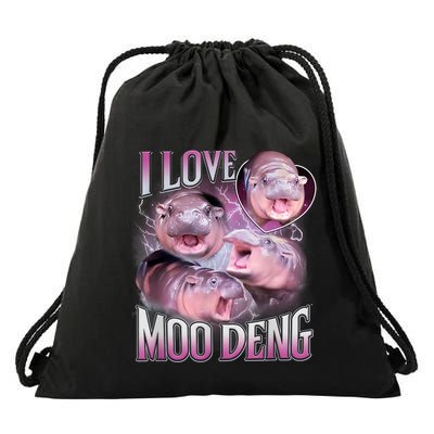 Moo Deng Baby Pygmy Hippos Thailand Drawstring Bag