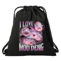 Moo Deng Baby Pygmy Hippos Thailand Drawstring Bag
