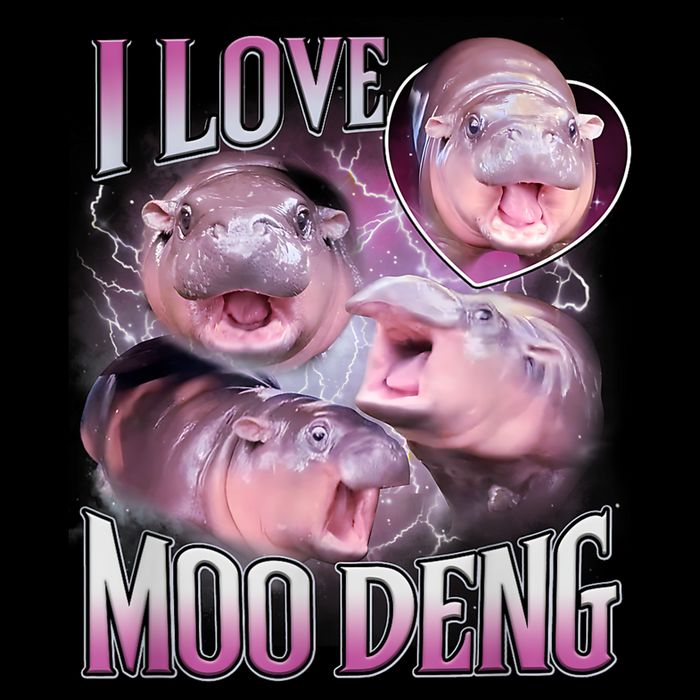 Moo Deng Baby Pygmy Hippos Thailand Drawstring Bag