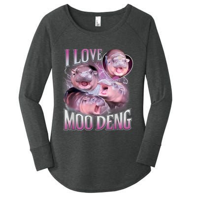 Moo Deng Baby Pygmy Hippos Thailand Women's Perfect Tri Tunic Long Sleeve Shirt