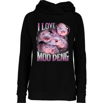 Moo Deng Baby Pygmy Hippos Thailand Womens Funnel Neck Pullover Hood