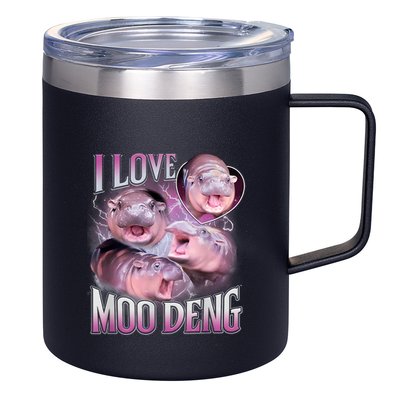 Moo Deng Baby Pygmy Hippos Thailand 12oz Stainless Steel Coffee Mug