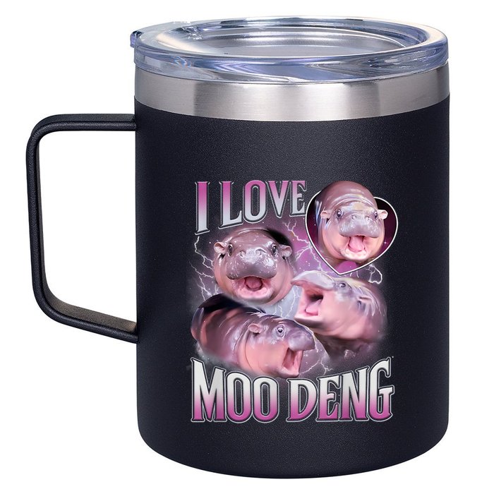 Moo Deng Baby Pygmy Hippos Thailand 12oz Stainless Steel Coffee Mug