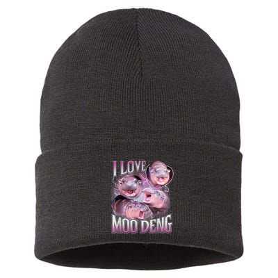Moo Deng Baby Pygmy Hippos Thailand Sustainable Knit Beanie