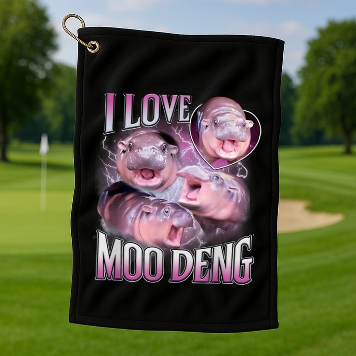 Moo Deng Baby Pygmy Hippos Thailand Golf Towel