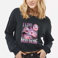 Moo Deng Baby Pygmy Hippos Thailand Cropped Pullover Crew