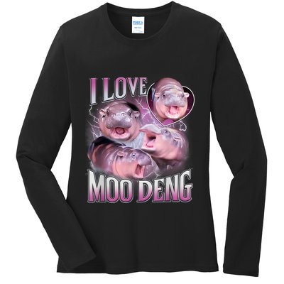 Moo Deng Baby Pygmy Hippos Thailand Ladies Long Sleeve Shirt