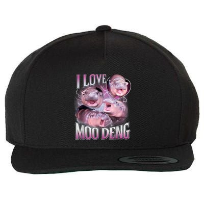 Moo Deng Baby Pygmy Hippos Thailand Wool Snapback Cap