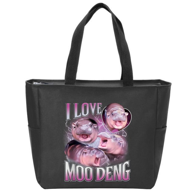 Moo Deng Baby Pygmy Hippos Thailand Zip Tote Bag