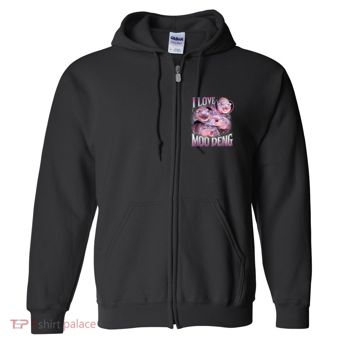 Moo Deng Baby Pygmy Hippos Thailand Full Zip Hoodie
