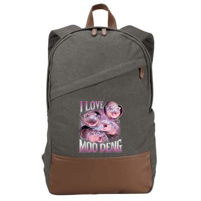 Moo Deng Baby Pygmy Hippos Thailand Cotton Canvas Backpack