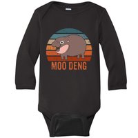 Moo Deng Baby Hippo Zoo Baby Hippo Vintage Gift Baby Long Sleeve Bodysuit