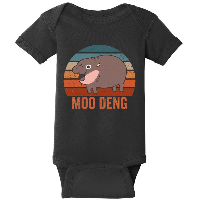 Moo Deng Baby Hippo Zoo Baby Hippo Vintage Gift Baby Bodysuit