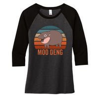 Moo Deng Baby Hippo Zoo Baby Hippo Vintage Gift Women's Tri-Blend 3/4-Sleeve Raglan Shirt