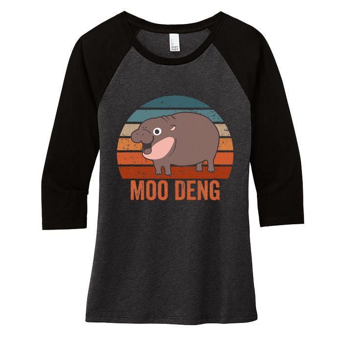 Moo Deng Baby Hippo Zoo Baby Hippo Vintage Gift Women's Tri-Blend 3/4-Sleeve Raglan Shirt