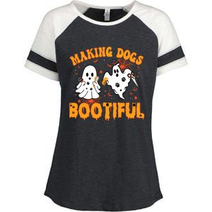 Making Dogs Bootiful Cute Dog Groomer Pet Grooming Halloween Enza Ladies Jersey Colorblock Tee