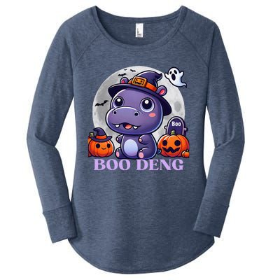 Moo Deng Bouncy Pig Baby Hippo Halloween Fun Women's Perfect Tri Tunic Long Sleeve Shirt