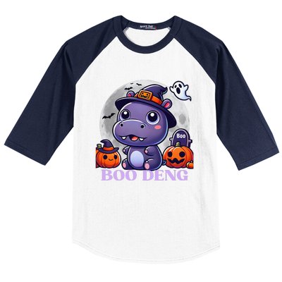 Moo Deng Bouncy Pig Baby Hippo Halloween Fun Baseball Sleeve Shirt