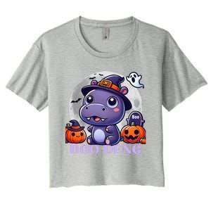 Moo Deng Bouncy Pig Baby Hippo Halloween Fun Women's Crop Top Tee