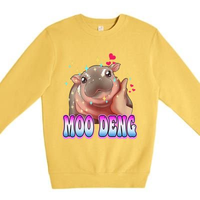 Moo Deng Bouncy Pig Cute Baby Pygmy Hippo Moodeng Lover Premium Crewneck Sweatshirt